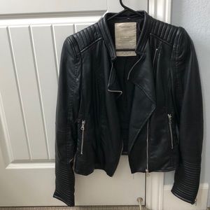 Zara Black faux leather biker jacket